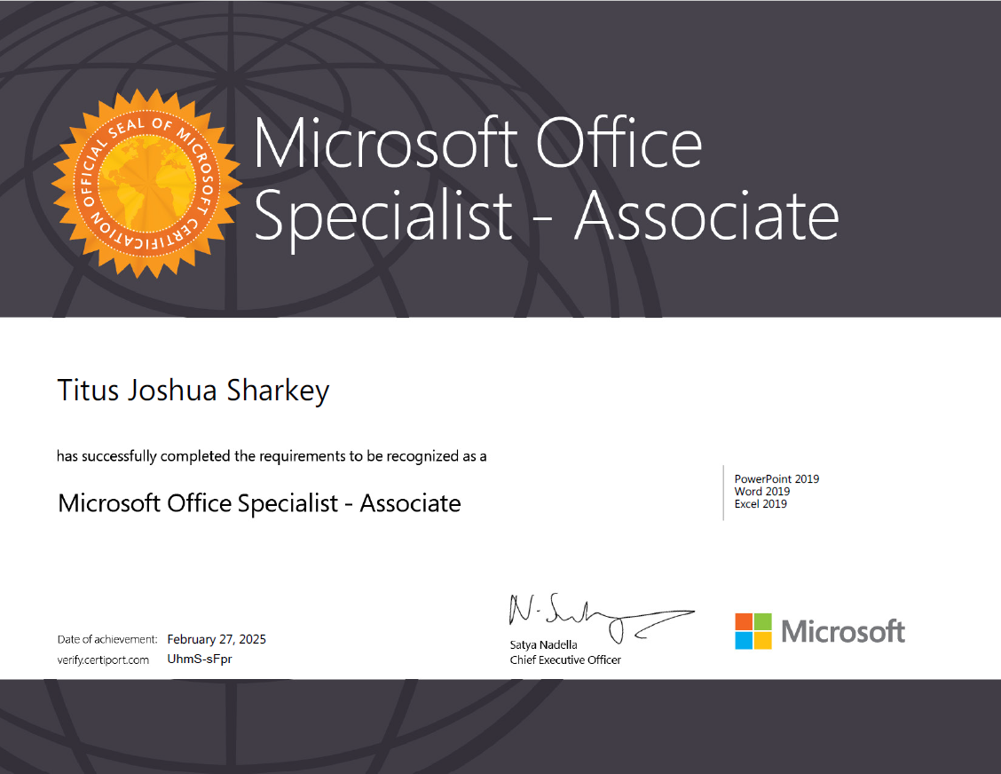 Office Specialist certification
